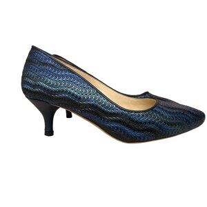 Chie Mihara Womens Blue Textured Leather Kitten Heel Pumps Size 37